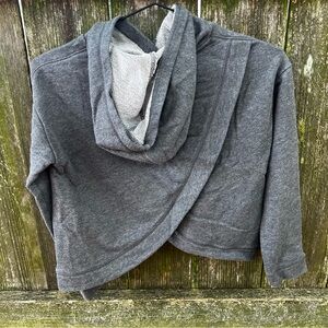 Gap Fit Hooded Sweatshirt Open Cross Back Grey Girls